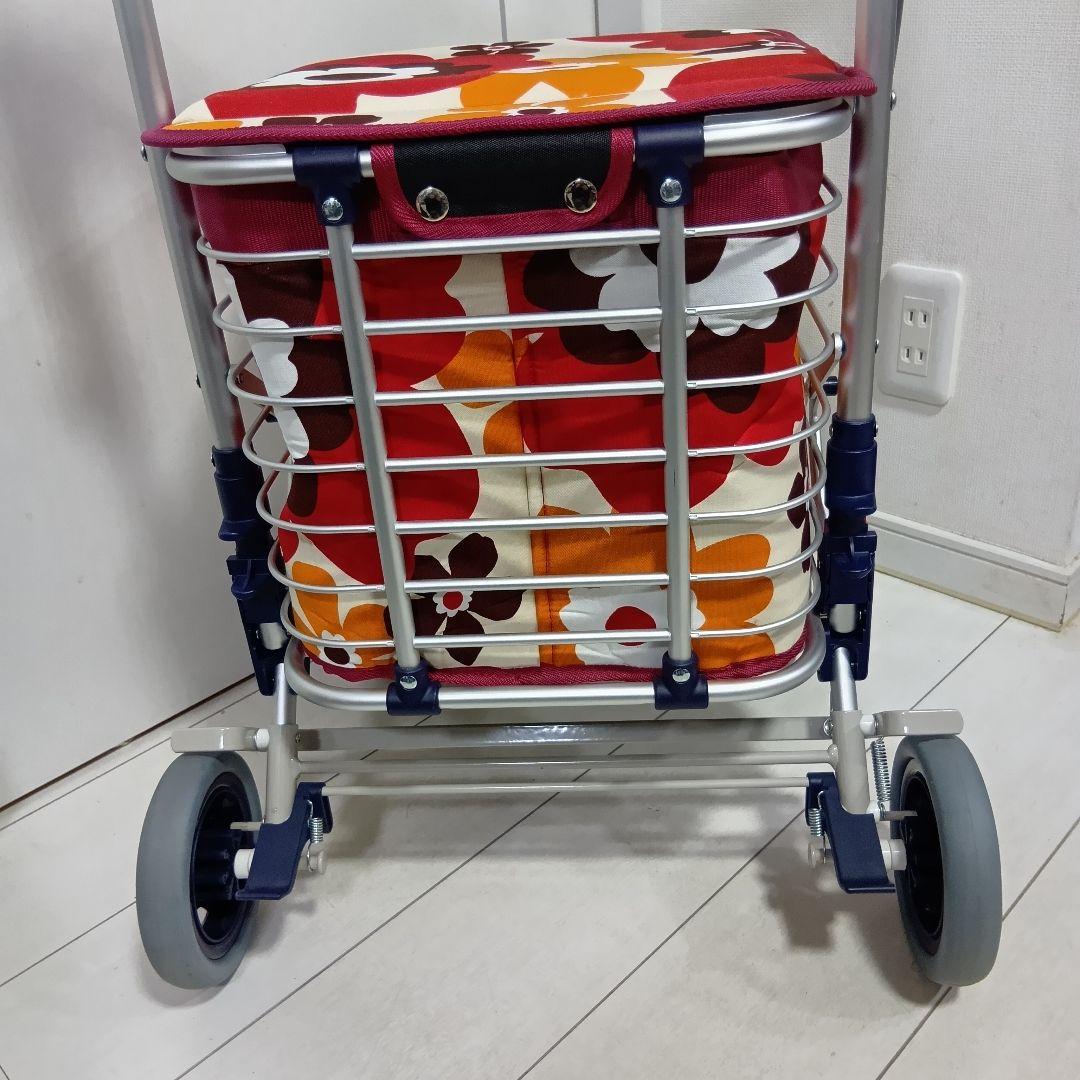 ユーバ産業 SUWAREL シルバーカー ショッピングカート 花柄デザイン 赤