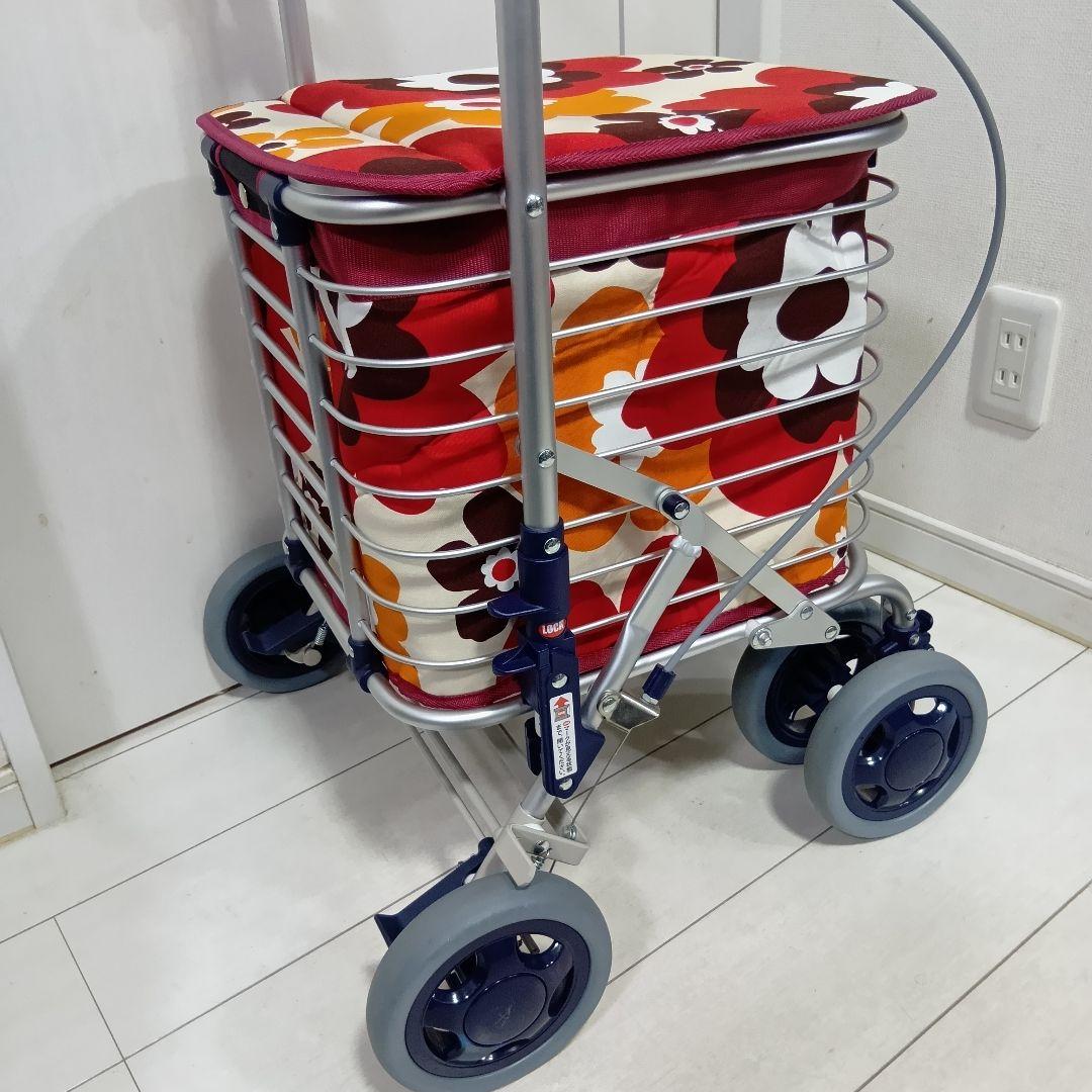ユーバ産業 SUWAREL シルバーカー ショッピングカート 花柄デザイン 赤