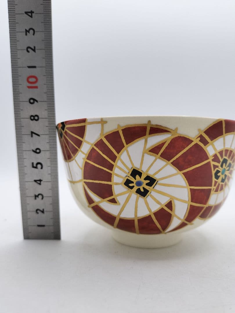 c878【新品・未使用】茶碗 紅白傘 伊藤東山 紙箱 茶道具