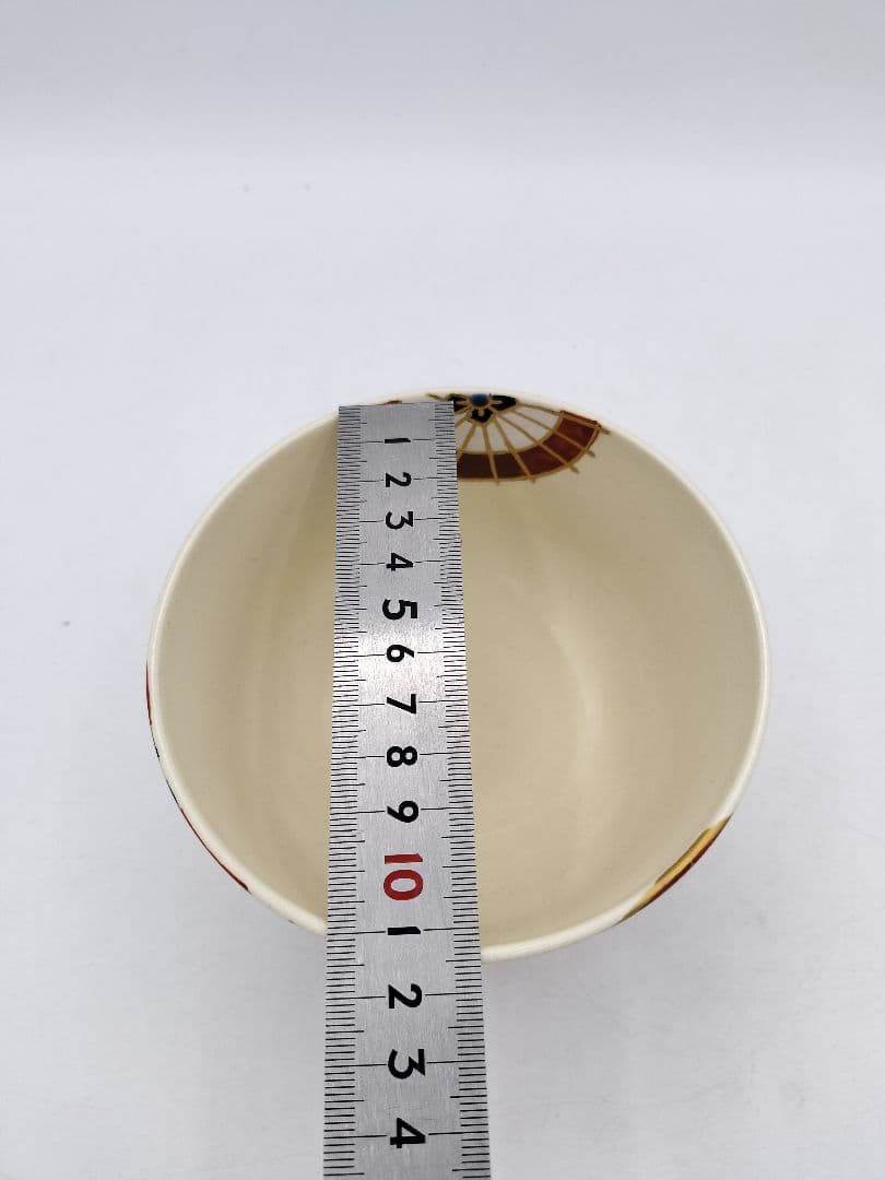 c878【新品・未使用】茶碗 紅白傘 伊藤東山 紙箱 茶道具