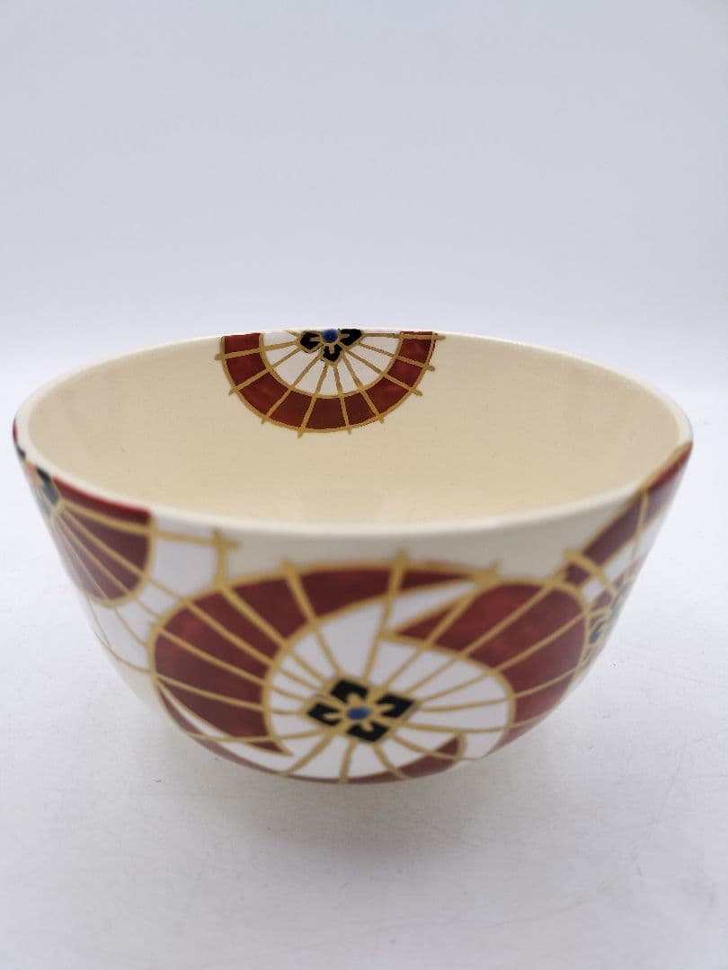 c878【新品・未使用】茶碗 紅白傘 伊藤東山 紙箱 茶道具