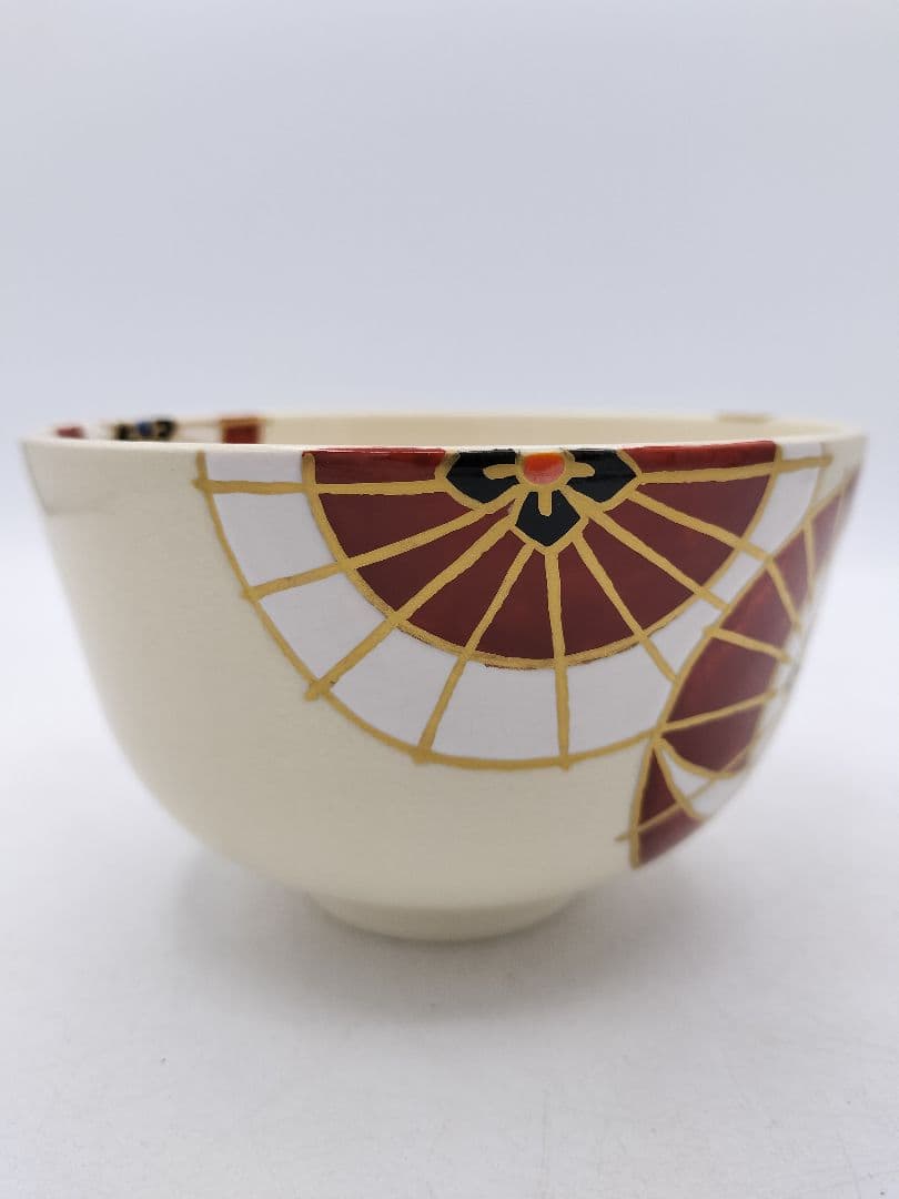 c878【新品・未使用】茶碗 紅白傘 伊藤東山 紙箱 茶道具