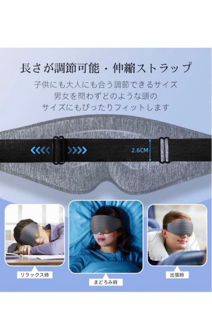 アイマスク 遮光 睡眠用 3D立体型 男女兼用 快眠 安眠 睡眠