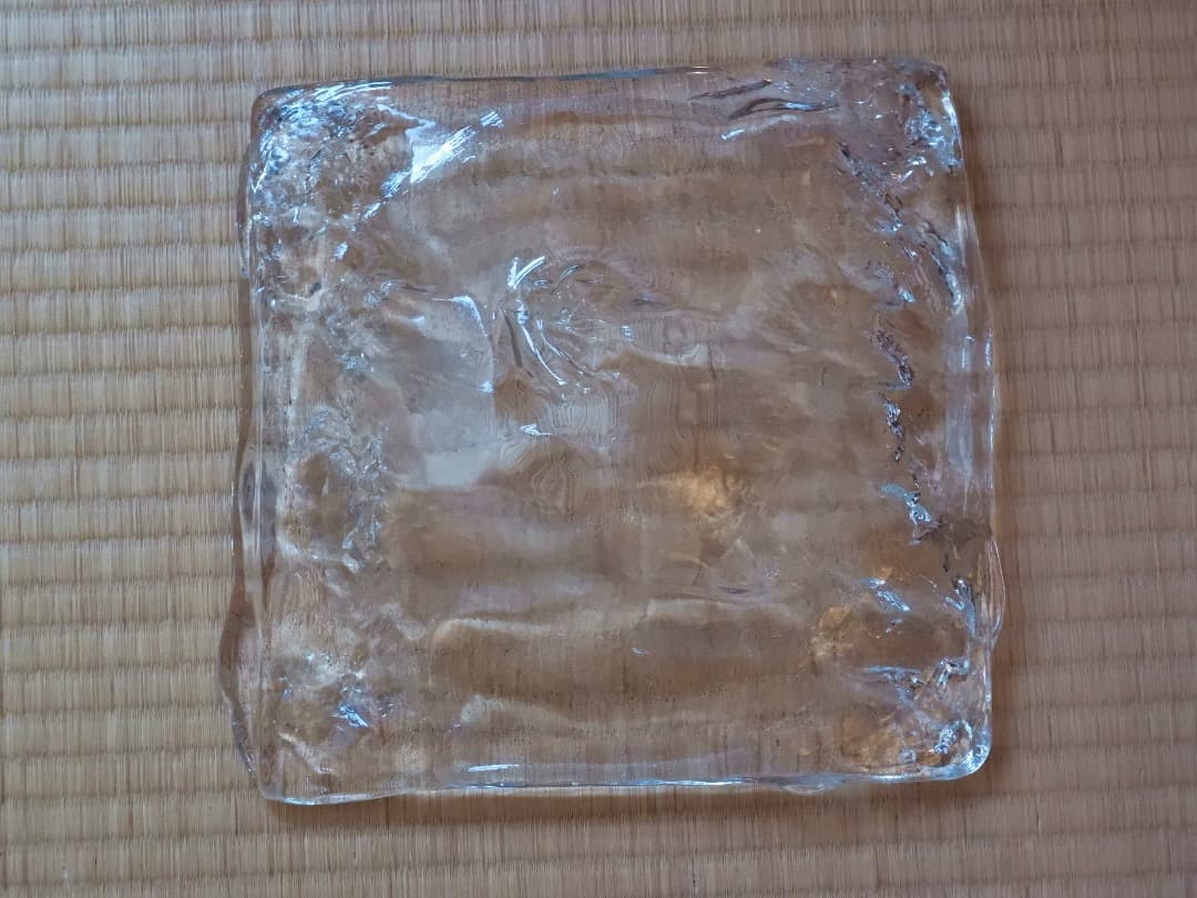 硝子石目角皿　ガラス　鉢　菓子器　トレイ　Q2591