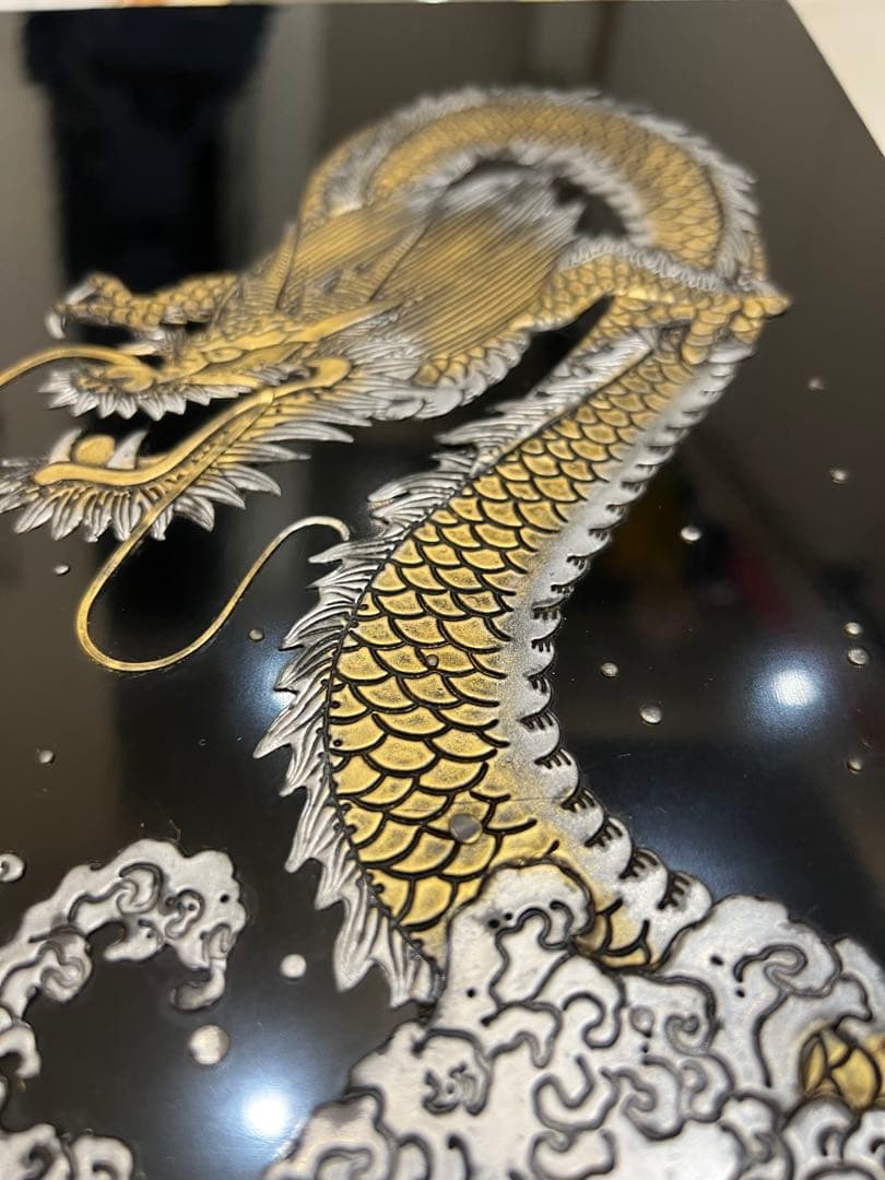 琉球漆器　金龍　額壁掛