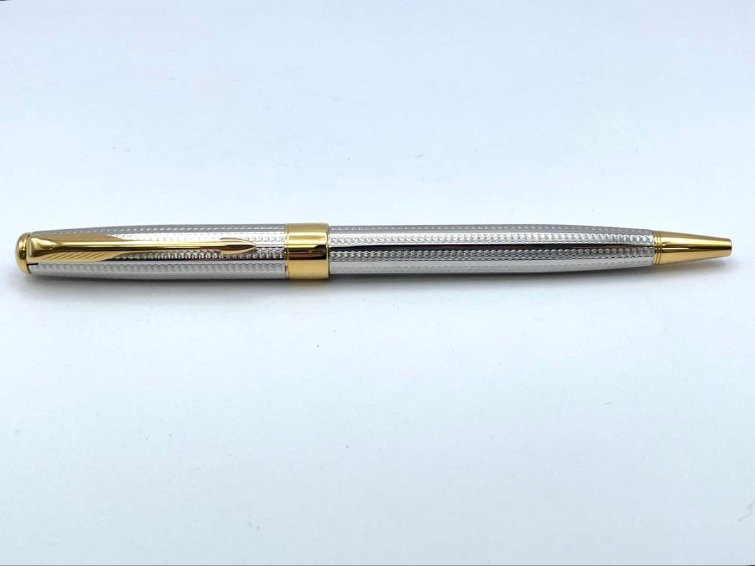 【S】美品PARKER 万年筆 ペン先18K ボールペン シルバー系 ネーム入り