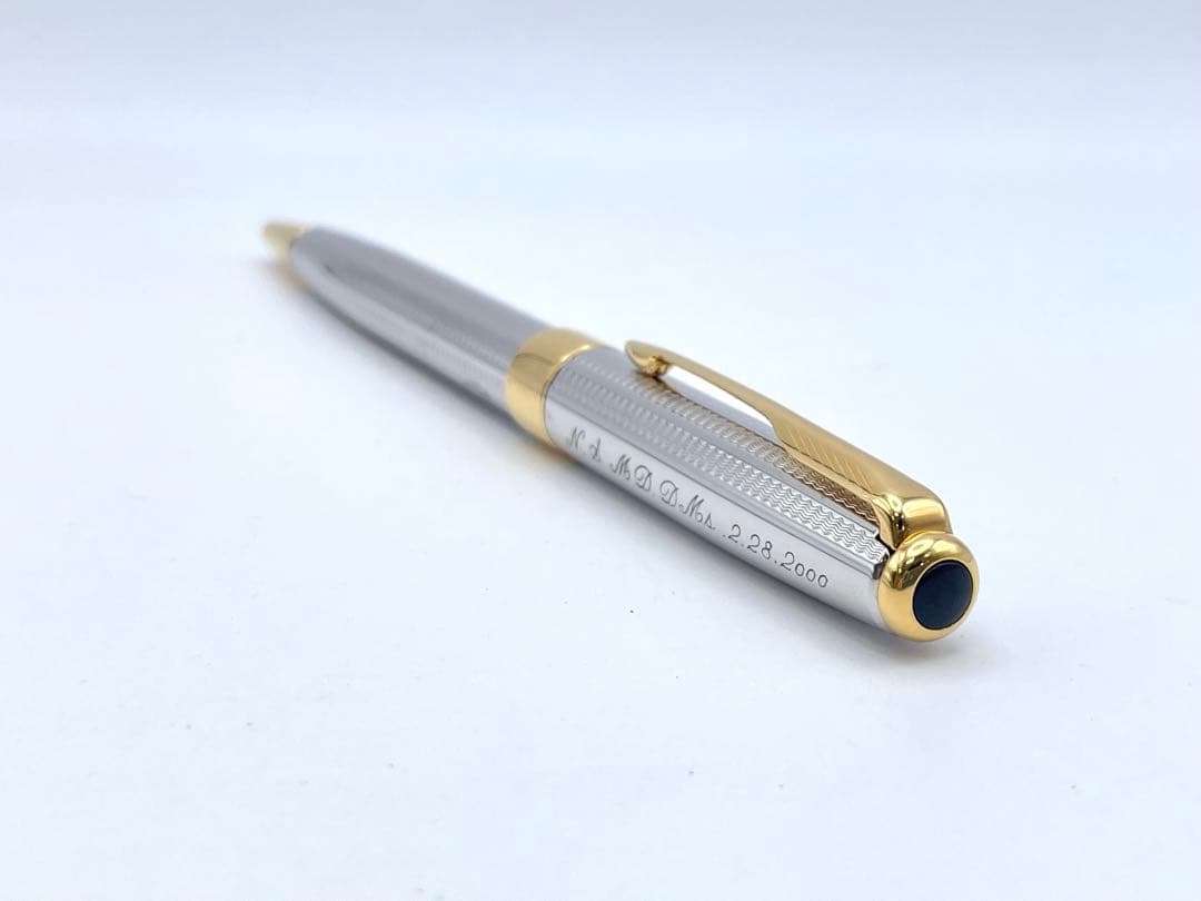 【S】美品PARKER 万年筆 ペン先18K ボールペン シルバー系 ネーム入り
