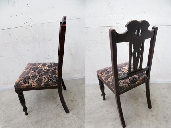 美品■英国アンティーク■ダイニングチェア■オーク材■彫刻■ハープバック■