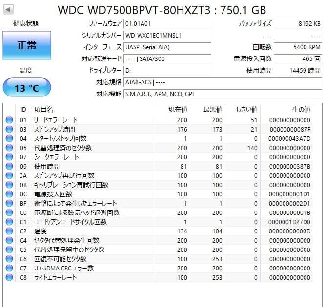 ✦動作正常✦2.5インチHDD 750GB×4 計3TB WD750 2733