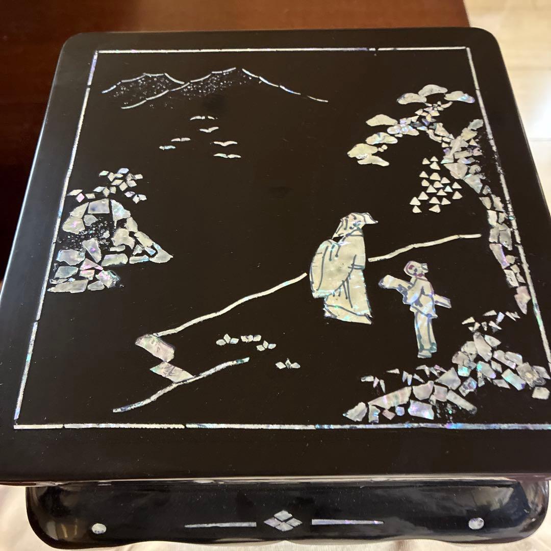 時代物　螺鈿細工　花台／飾り台　木製　漆芸(^^)美品