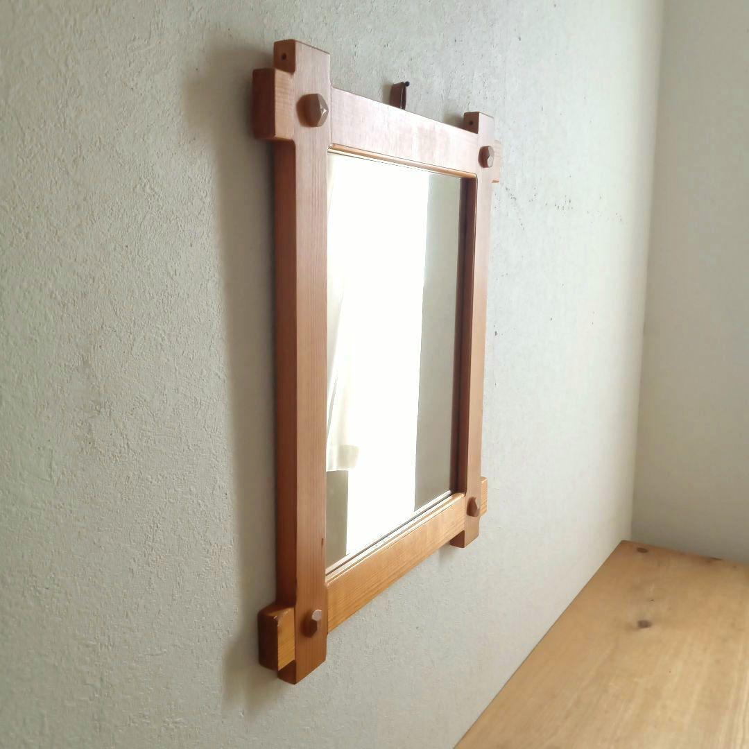 北欧ヴィンテージ 木製ウォールミラー 無垢材 スウェーデンS30