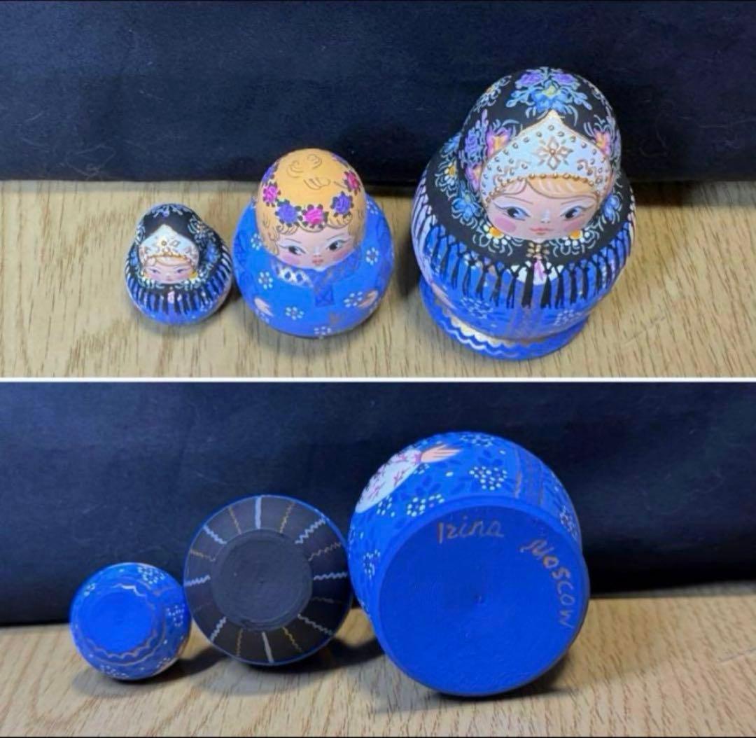 ロシア　アーティスト　イリーナ　ミッチィナ作品　 小さなマトリョーシカ　3組。