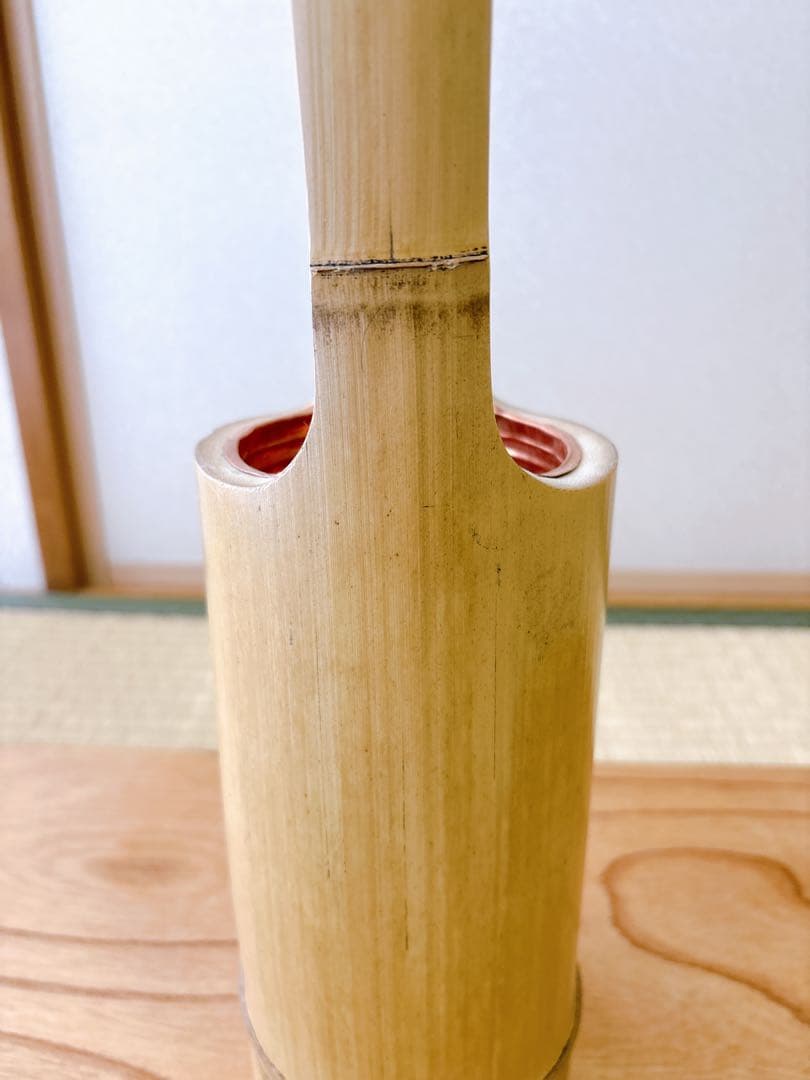 84 美品　根なし　一重切り　一重切　竹花入れ華道具　池坊