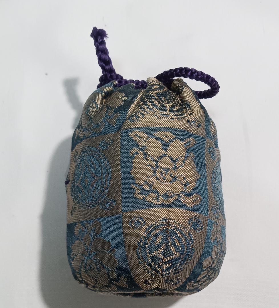 茶道具　明光窯長森慶作　中興名物瀬戸二見写茶入　遠州緞子仕覆　超美品！！