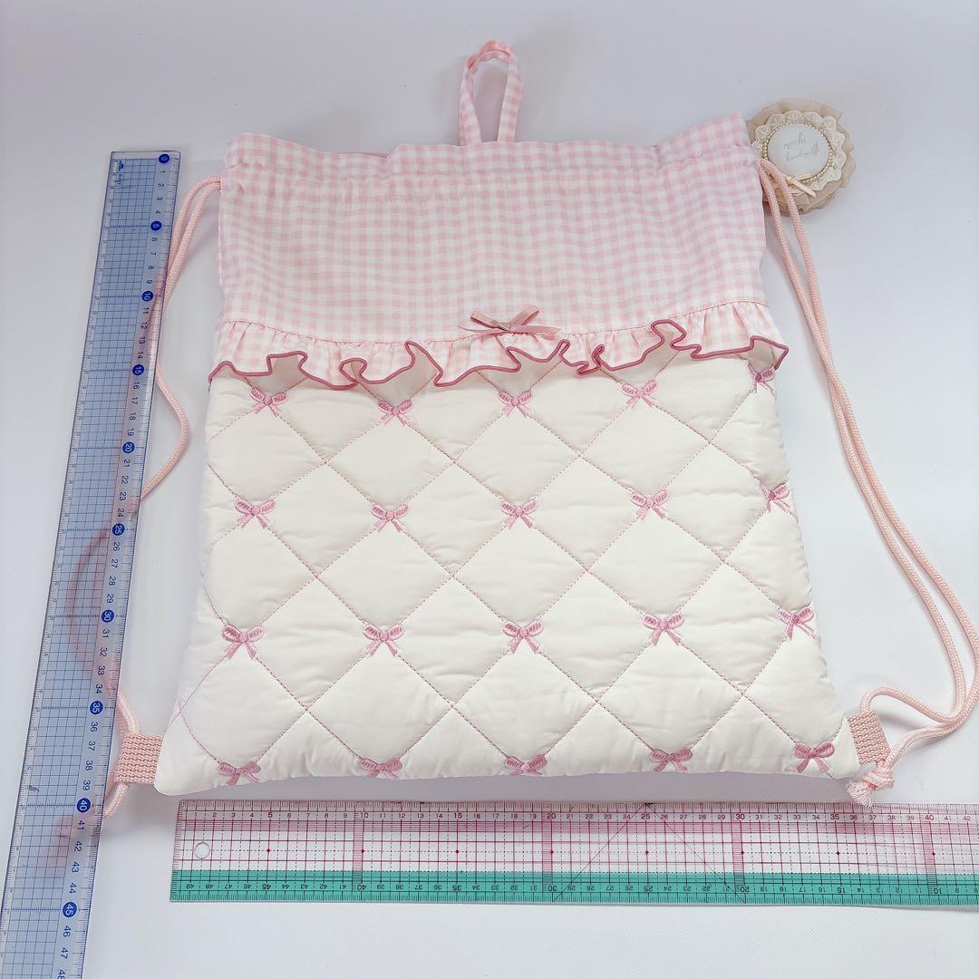 a♡プロフィール必読様　レッスンバッグ　上履き袋　ヌビ　キルト　りぼん　刺繍生地