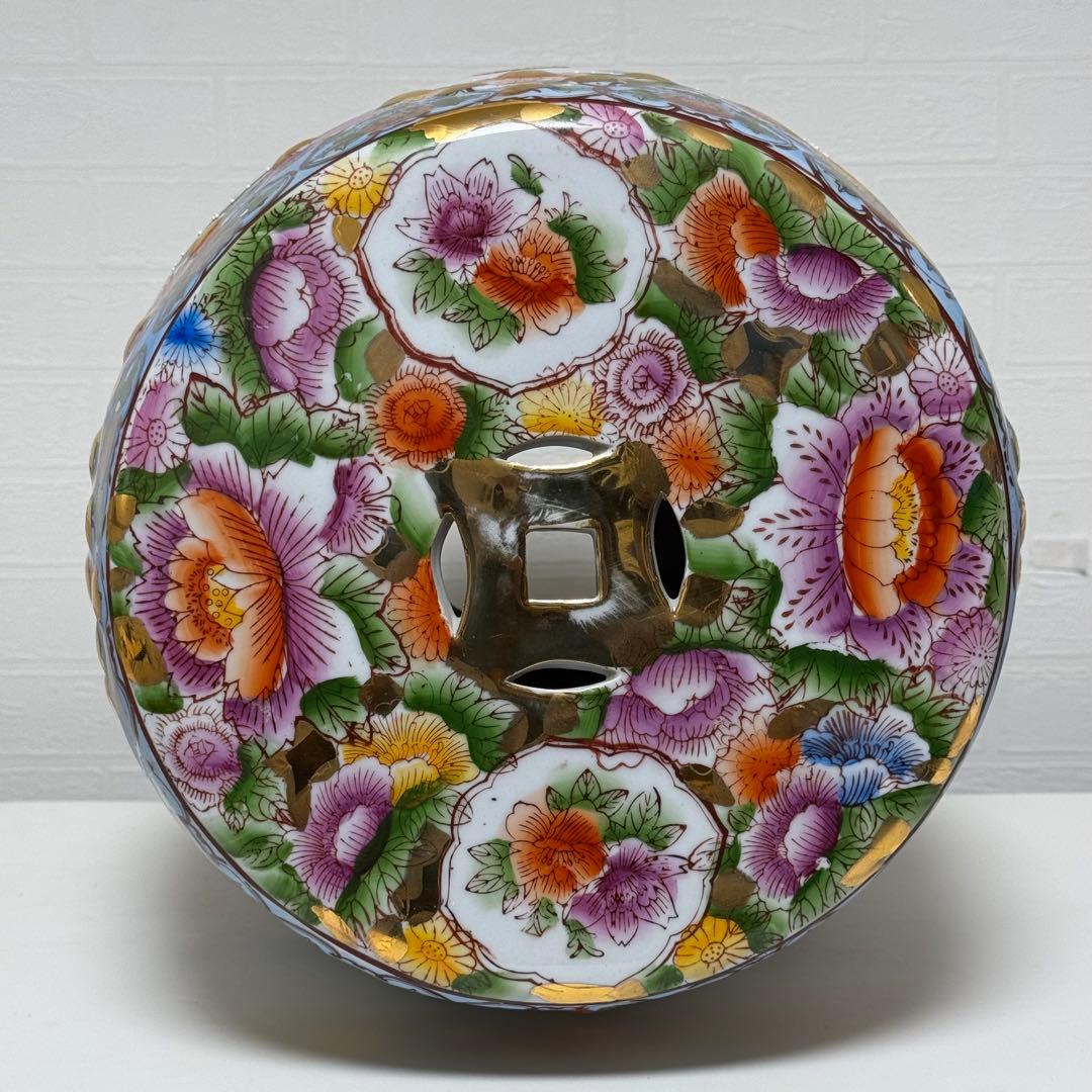 【貴重】九谷焼 椅子 九谷陶器椅子 陶器 花鳥図 孔雀 細密画 色絵 豪華絢爛