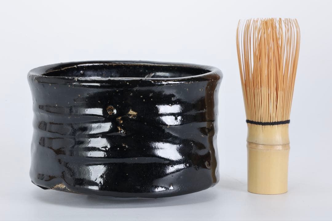 天正美濃黒茶碗 抹茶腕 時代箱付 古窯 茶道具 美濃焼 時代物 古美術品 骨董品