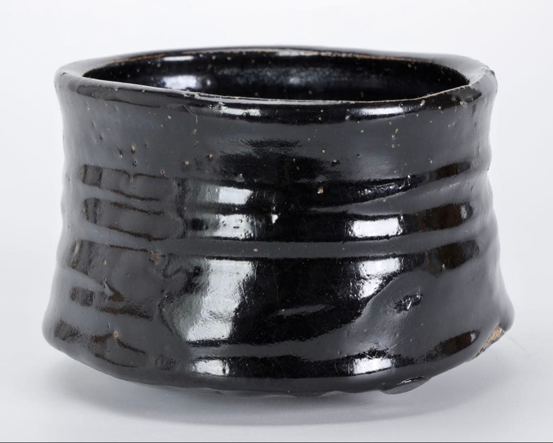 天正美濃黒茶碗 抹茶腕 時代箱付 古窯 茶道具 美濃焼 時代物 古美術品 骨董品