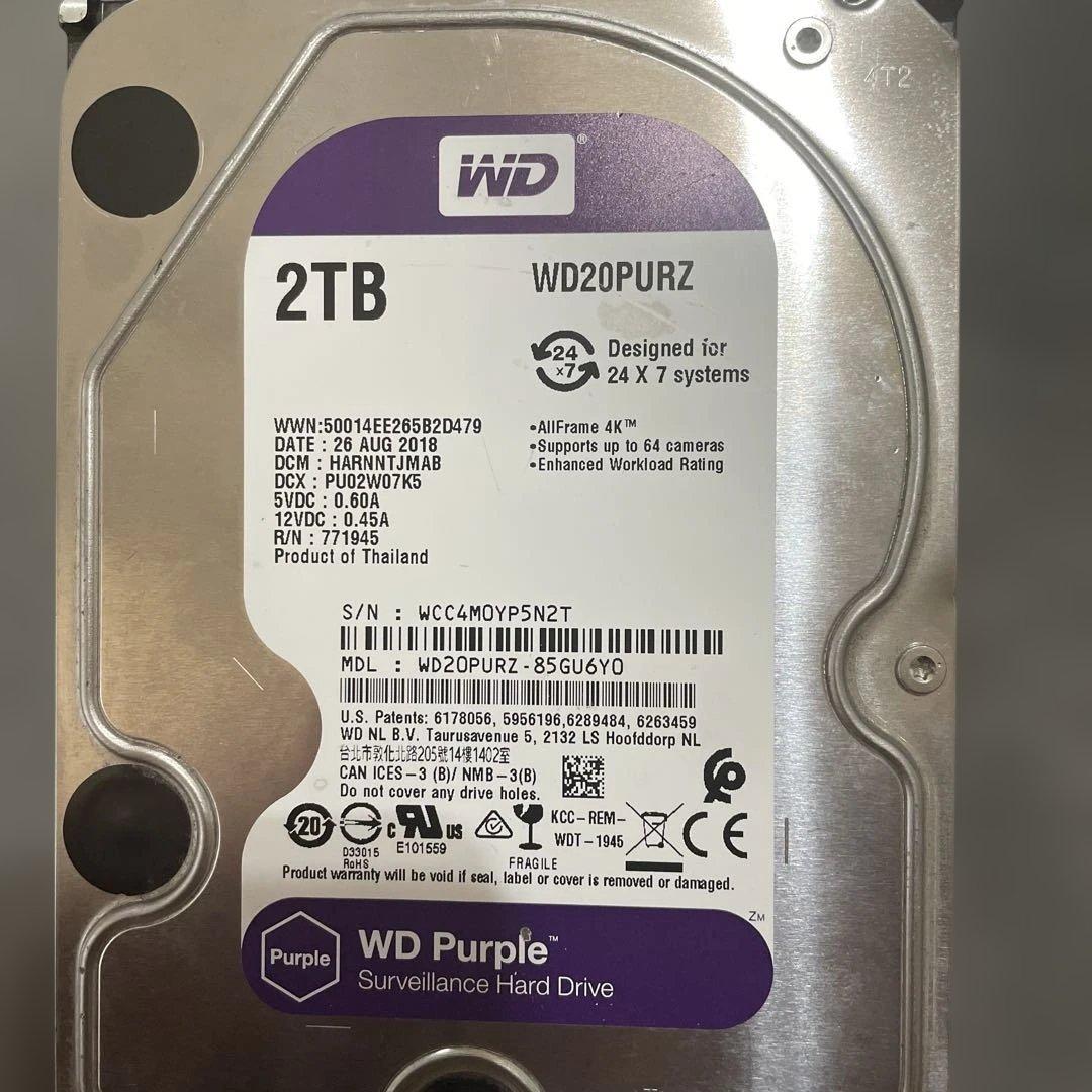 WD Purple 2TB WD20PURZ 監視用ハードドライブ