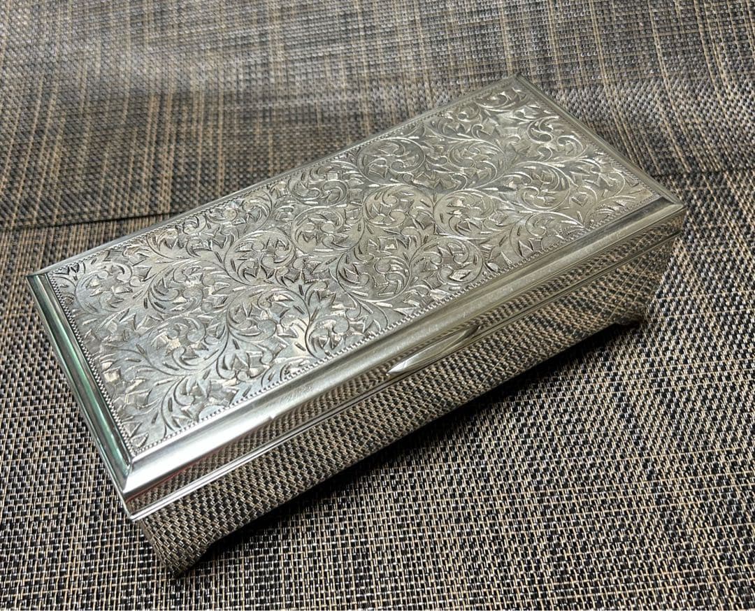銀 ヴィンテージ オルゴール付き小物入れ 古美術骨董品