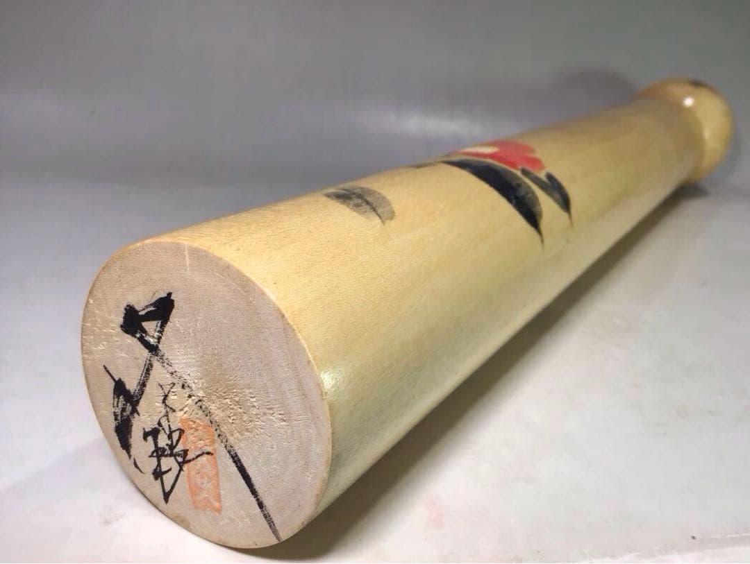 昭和 創作こけし 加藤比呂史作 花椿 木彫り 人形 郷土玩具 伊豆大島 木地玩具