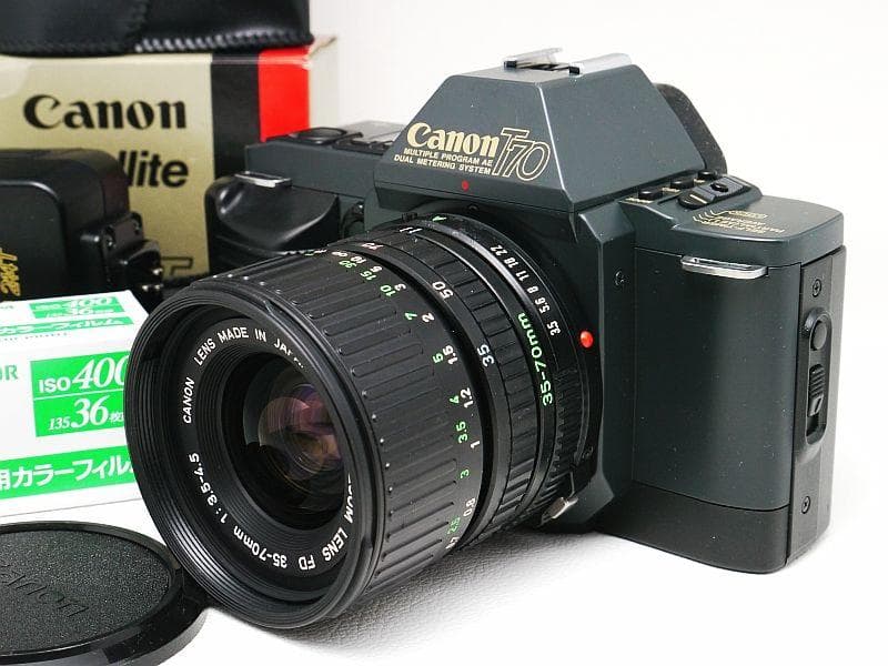 Canon T70 レンズとストロボ付きフィルムカメラスタートセット
