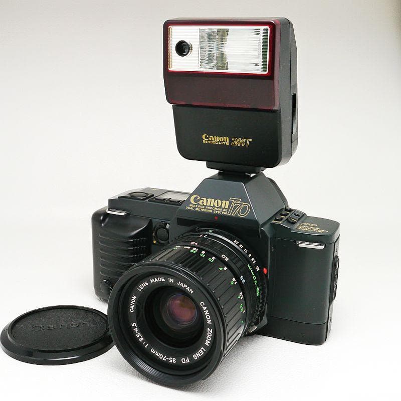 Canon T70 レンズとストロボ付きフィルムカメラスタートセット