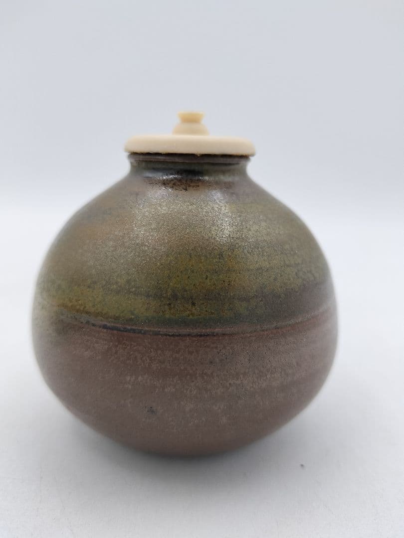d149【新品・未使用】茄子茶入 紹鴎緞子 信水窯 ラクト蓋 正絹 茶道具