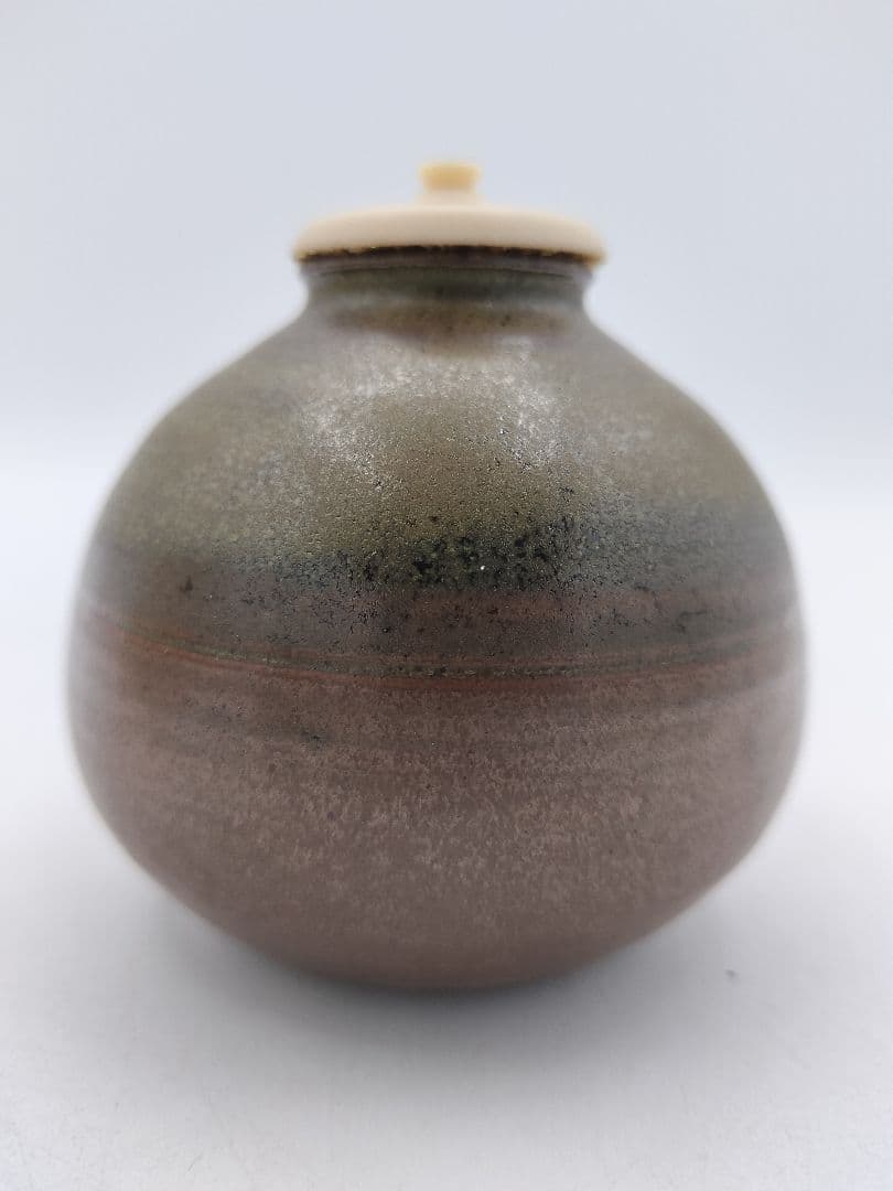 d149【新品・未使用】茄子茶入 紹鴎緞子 信水窯 ラクト蓋 正絹 茶道具
