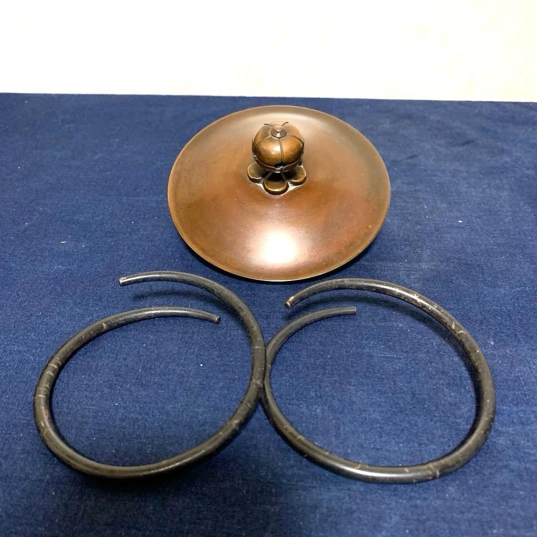 風炉釜 電熱器 茶釜 唐銅鬼面風炉 在銘竹地紋釜 野々田電熱器 敷板 茶道具