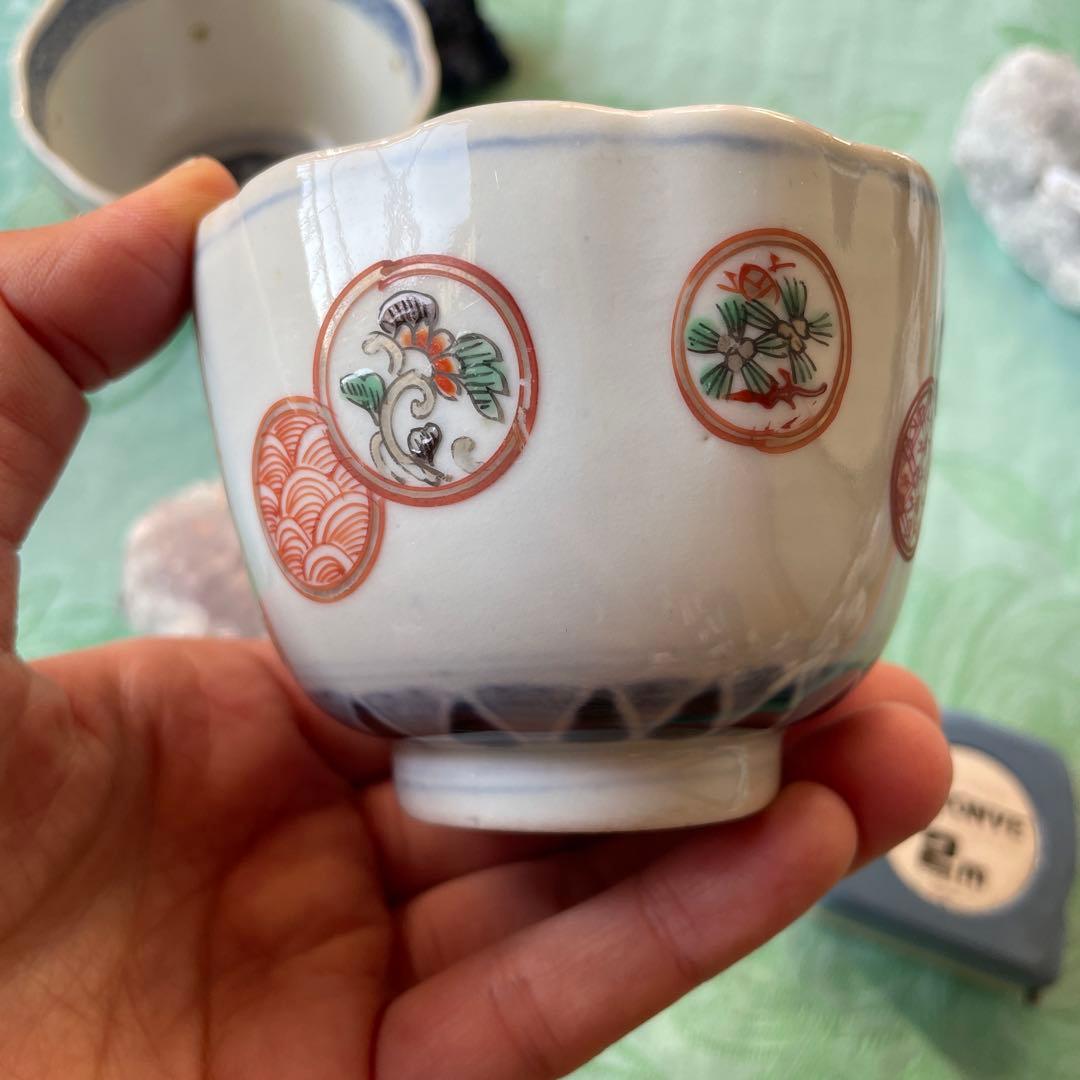 古伊万里　金彩　色絵　湯呑み茶碗　2客