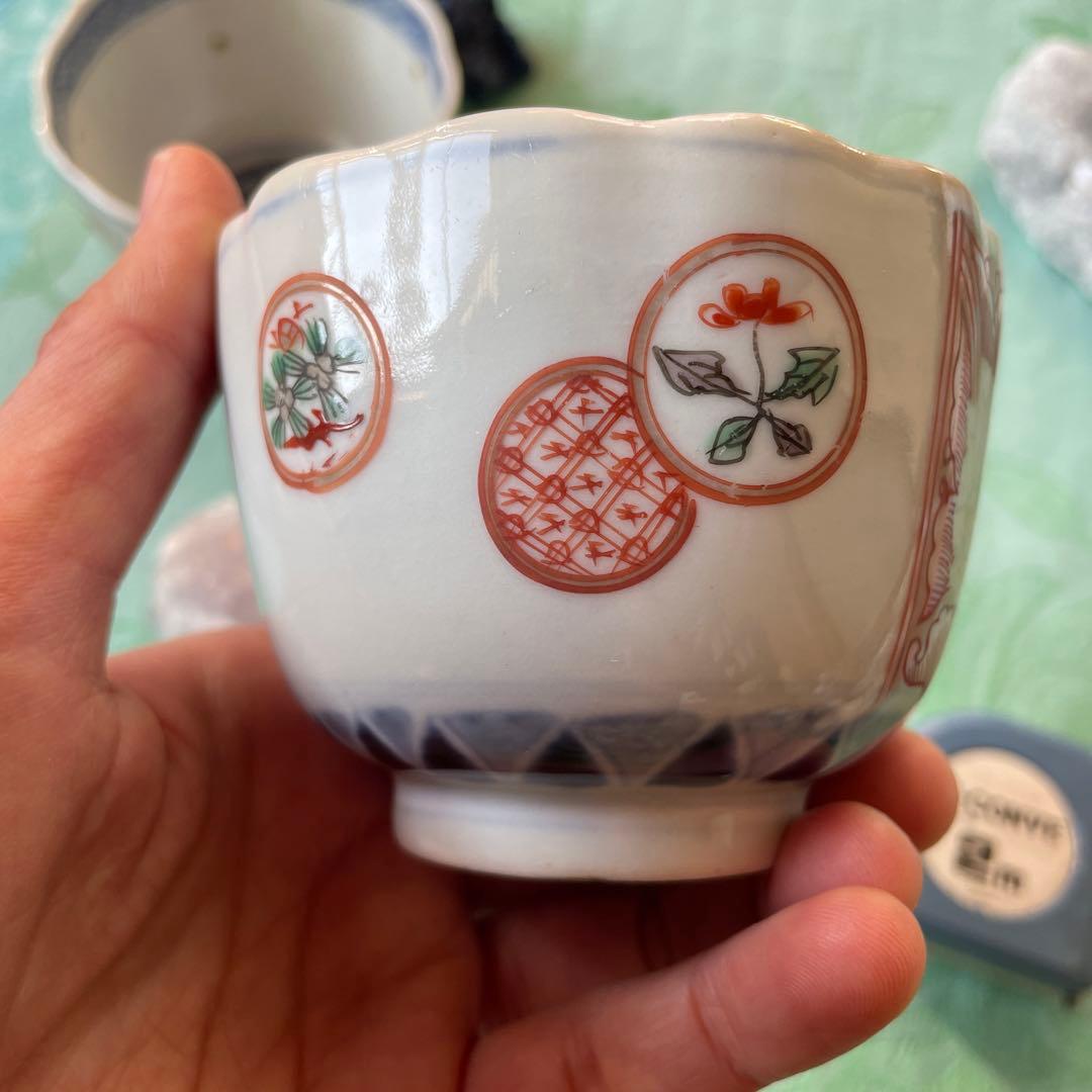 古伊万里　金彩　色絵　湯呑み茶碗　2客