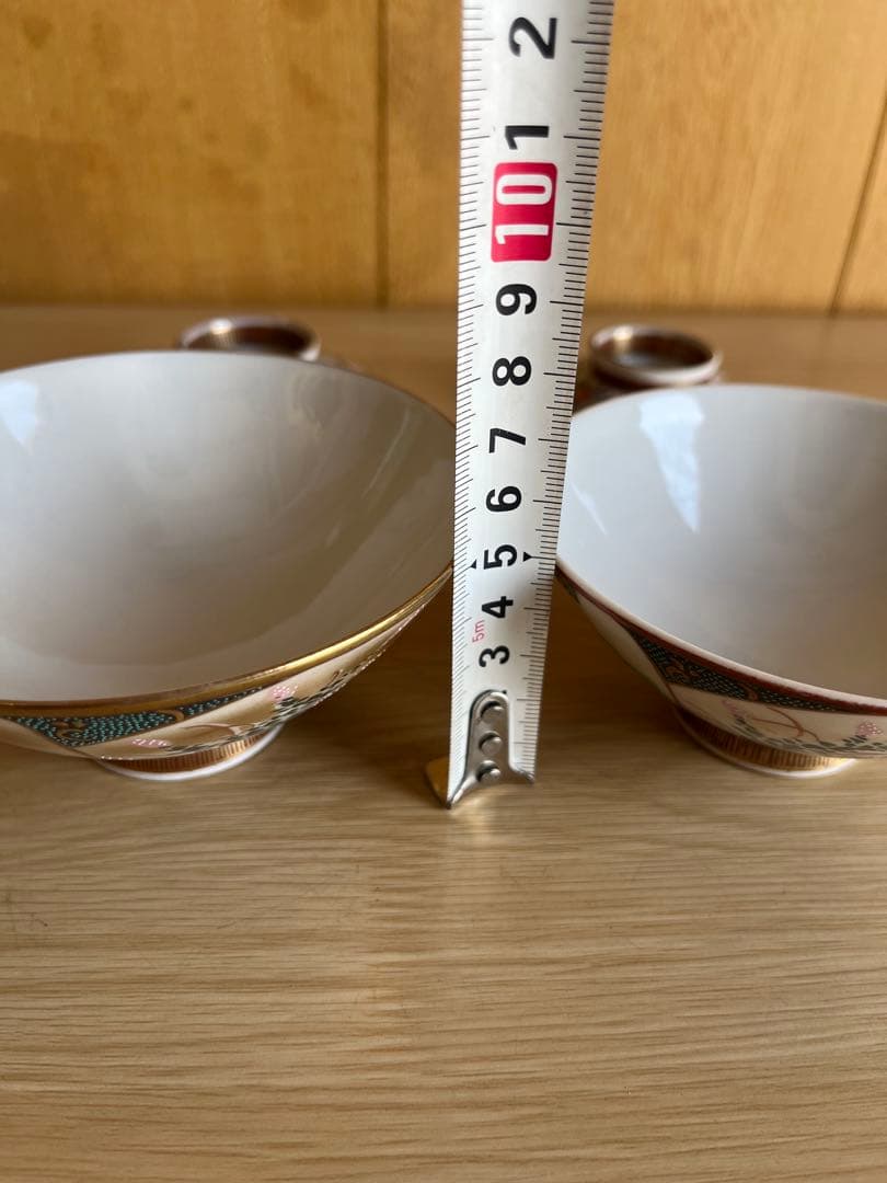 錦玉　九谷焼　茶道具 茶碗　渦打青粒　夫婦茶碗