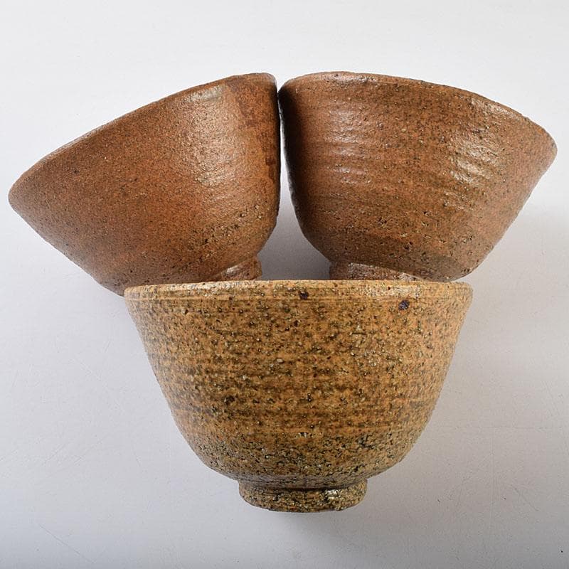 茶道具　楽浪窯　岡正一郎作　伊羅保茶碗　数茶碗　十客　共布共箱　M　R9550H