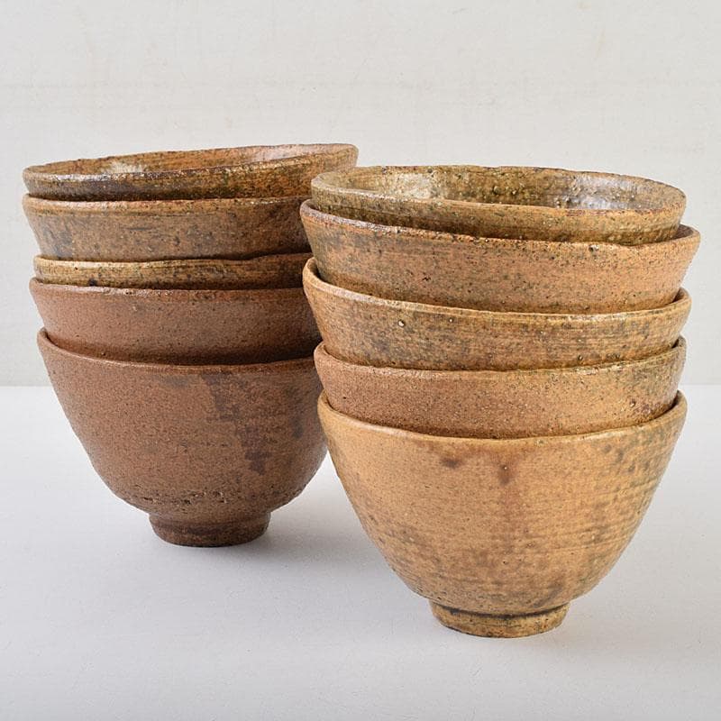 茶道具　楽浪窯　岡正一郎作　伊羅保茶碗　数茶碗　十客　共布共箱　M　R9550H