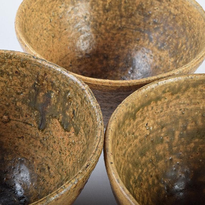 茶道具　楽浪窯　岡正一郎作　伊羅保茶碗　数茶碗　十客　共布共箱　M　R9550H
