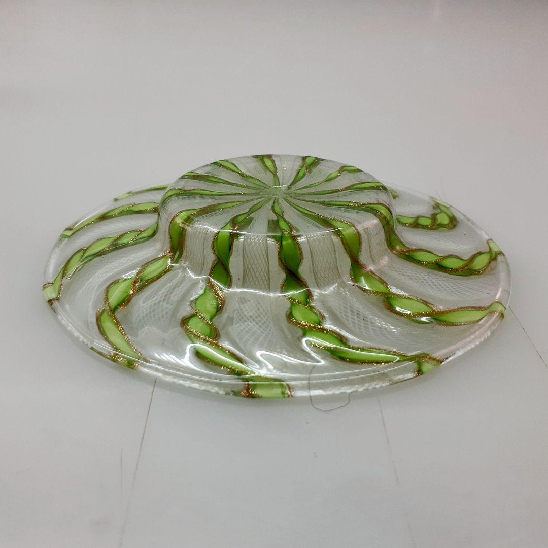 MURANO ムラノ 金彩 グリーン リボン ホワイト レース カップ＆ソーサー