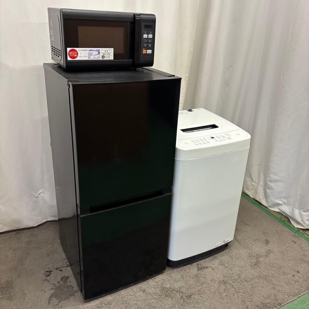 149❤️冷蔵庫　洗濯機　電子レンジ　家電セット　24年　黒　一人暮らし　設置無料