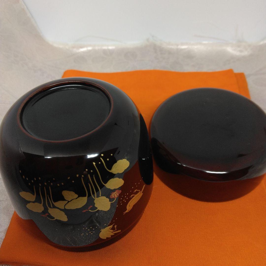 井伊宗観(直弼)好み 溜塗 中 棗 菫に雲雀 蒔絵 木製 浩雲作 茶道具