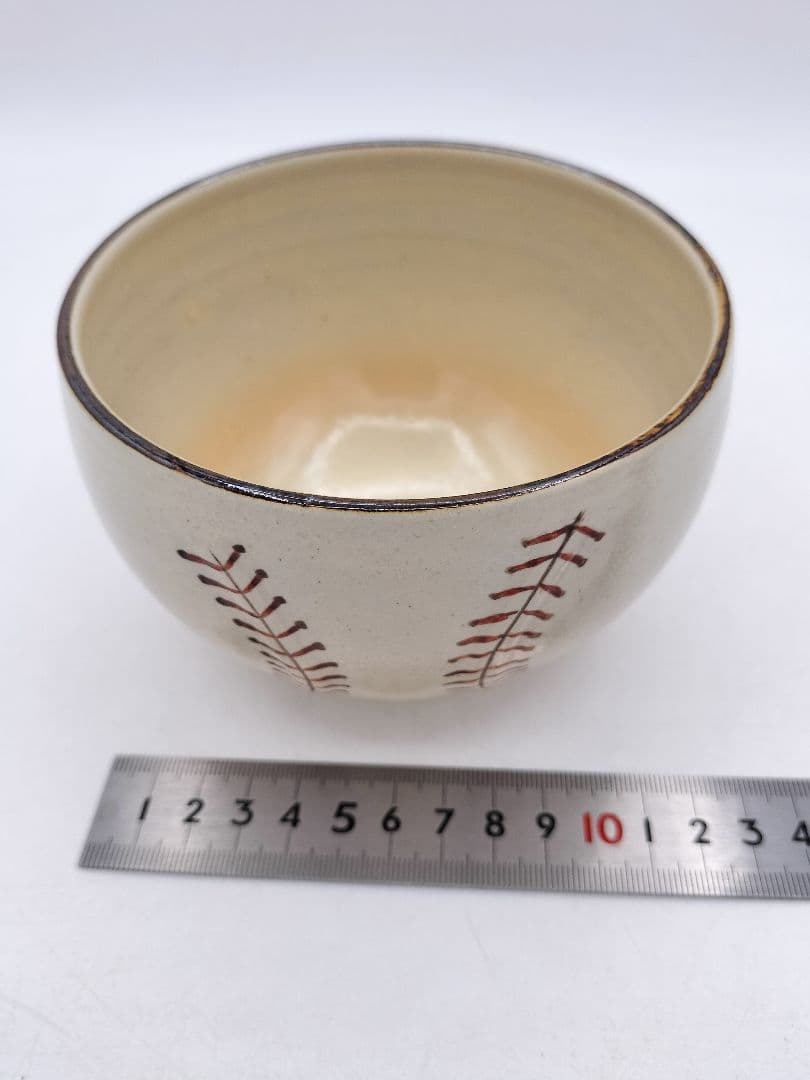 d065【新品・未使用】野球ボール茶碗・国産真茶筌セット 中村良二 木箱 茶道具