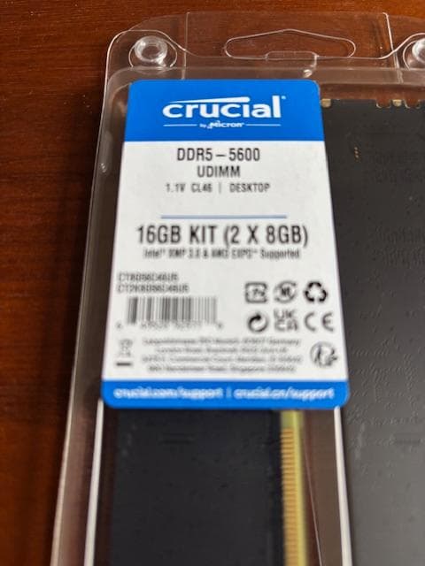 【新品未開封】crucial DDR5-5600 16GB (2 x 8GB)