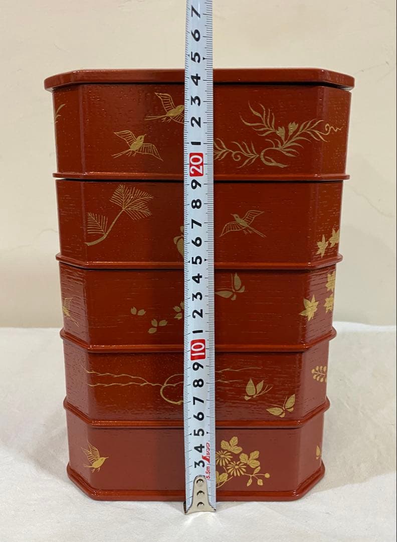 【茶道具　菓子器】縁高　漆塗　淡々斎好み花鳥紋