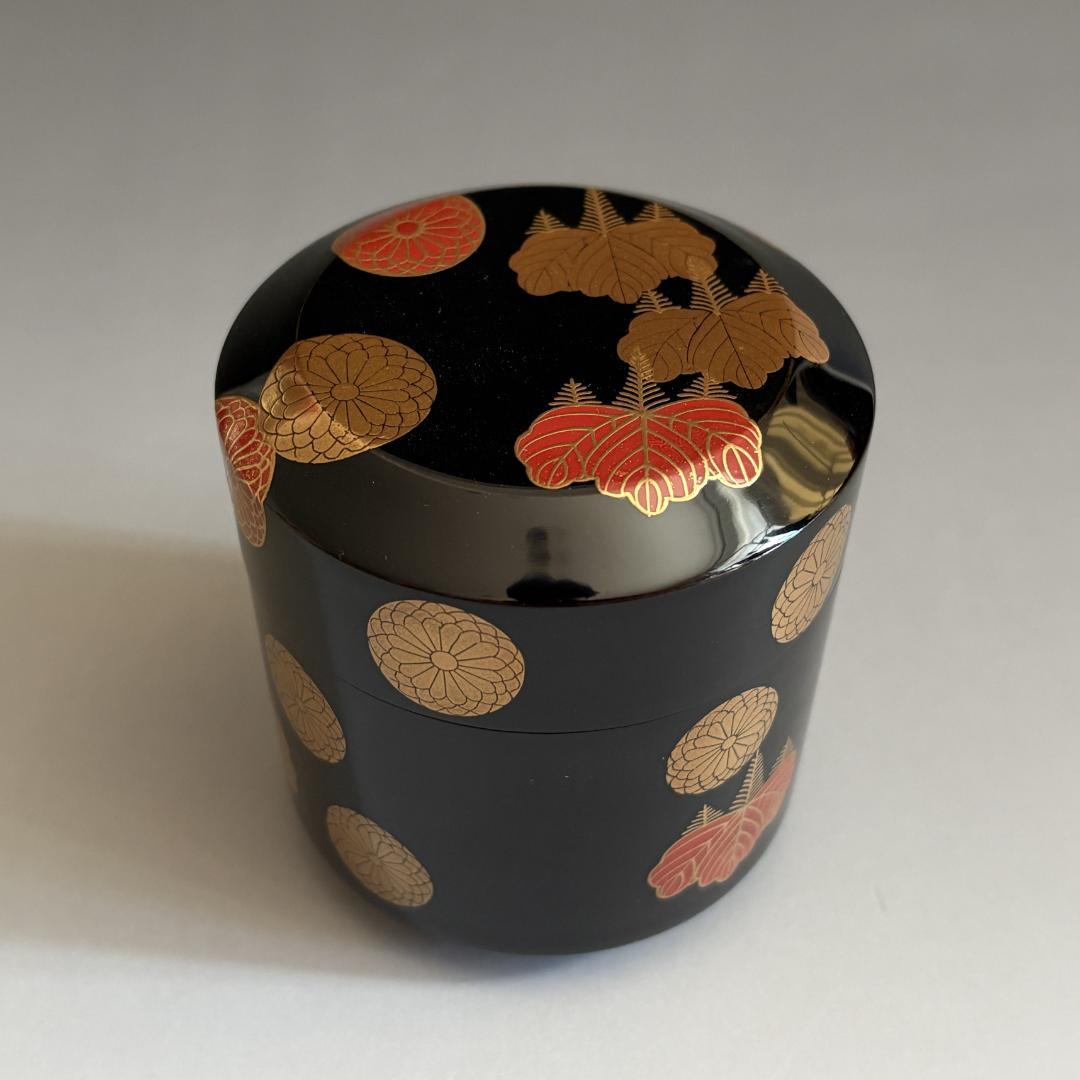 薄茶器　前端春斎　黒雪吹　高台寺蒔絵　内黒　茶道具