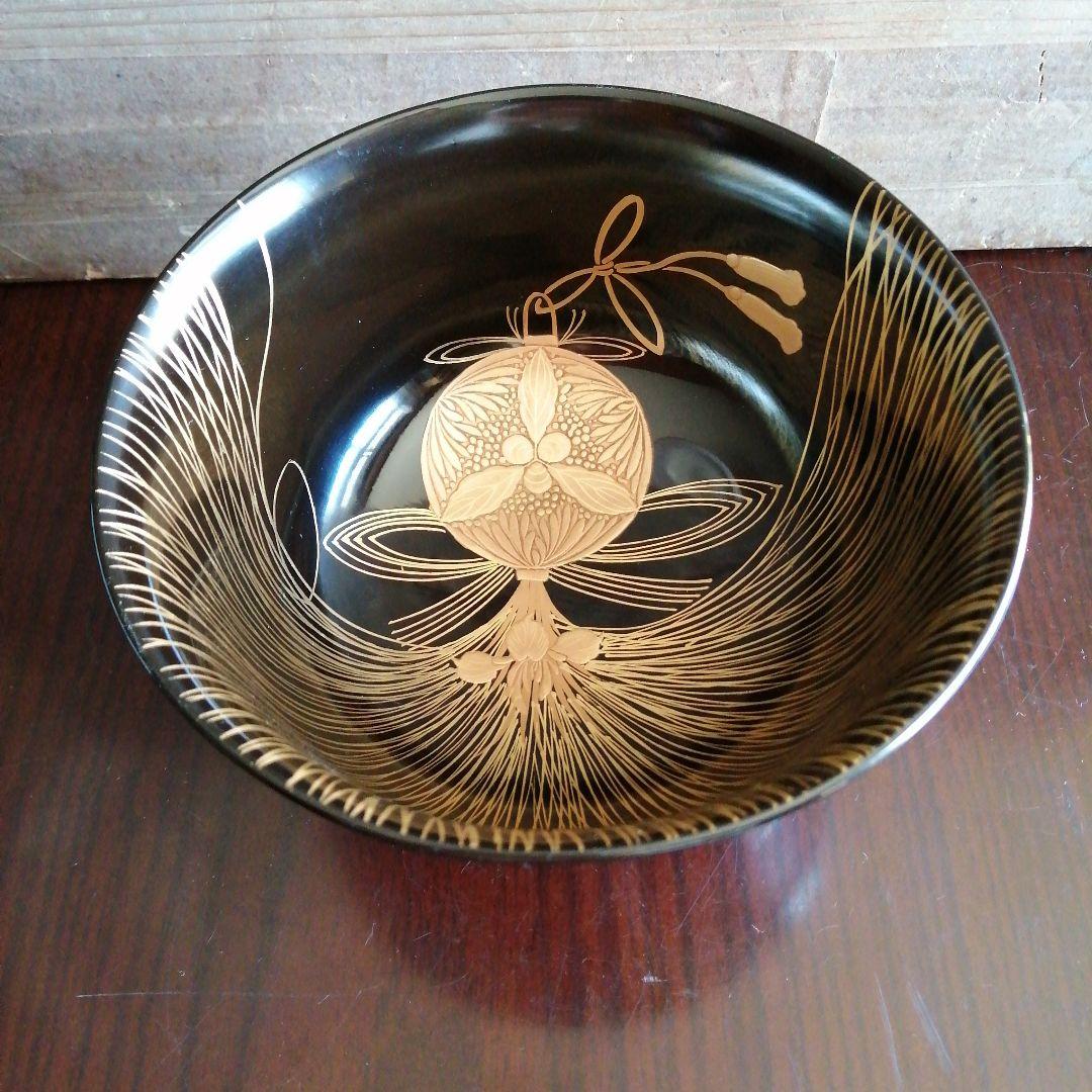 木製漆器　金蒔絵菓子鉢　14.5cm
