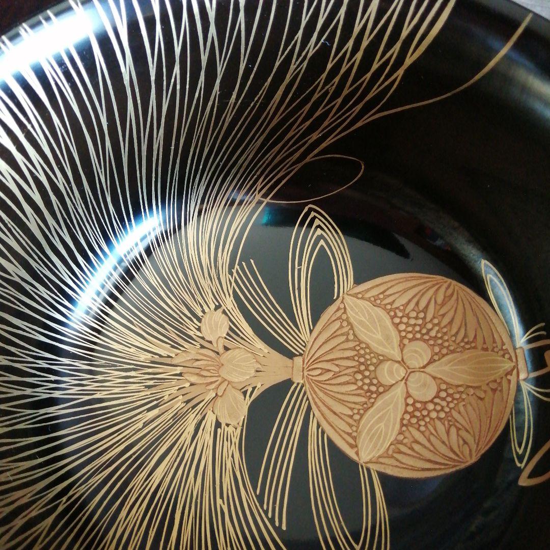 木製漆器　金蒔絵菓子鉢　14.5cm