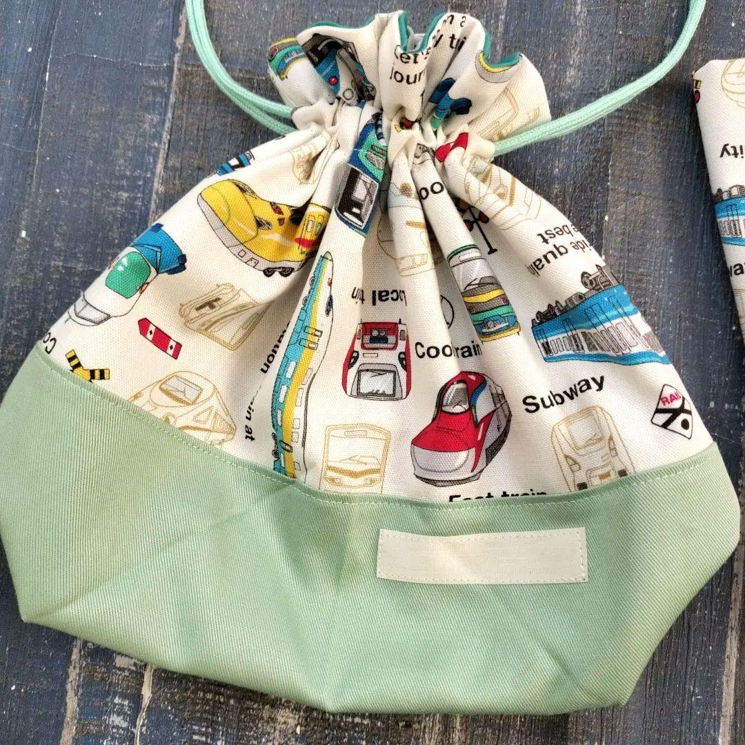 レモン様　オーダー専用☆お弁当袋とランチョンマット新幹線と在来線ウィローグリーン