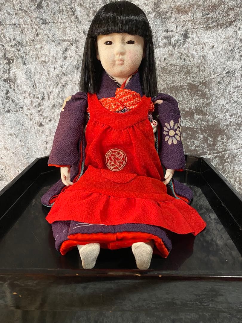 市松人形赤いエプロンハンドメイド