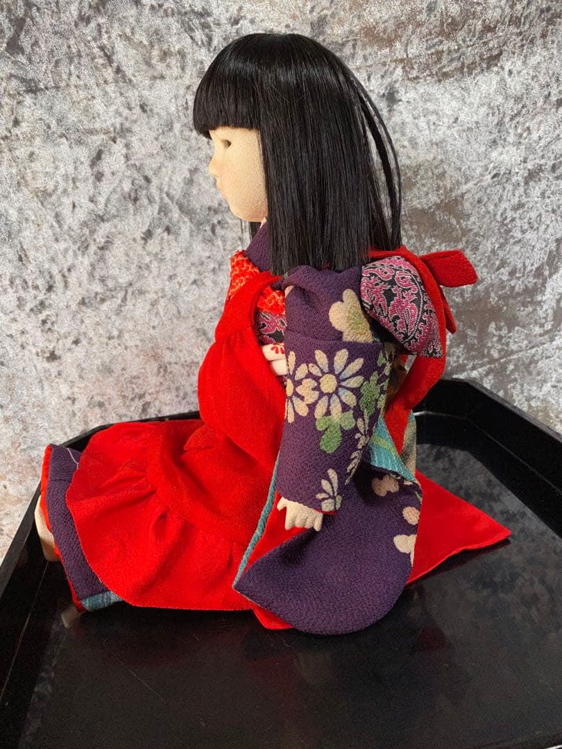 市松人形赤いエプロンハンドメイド