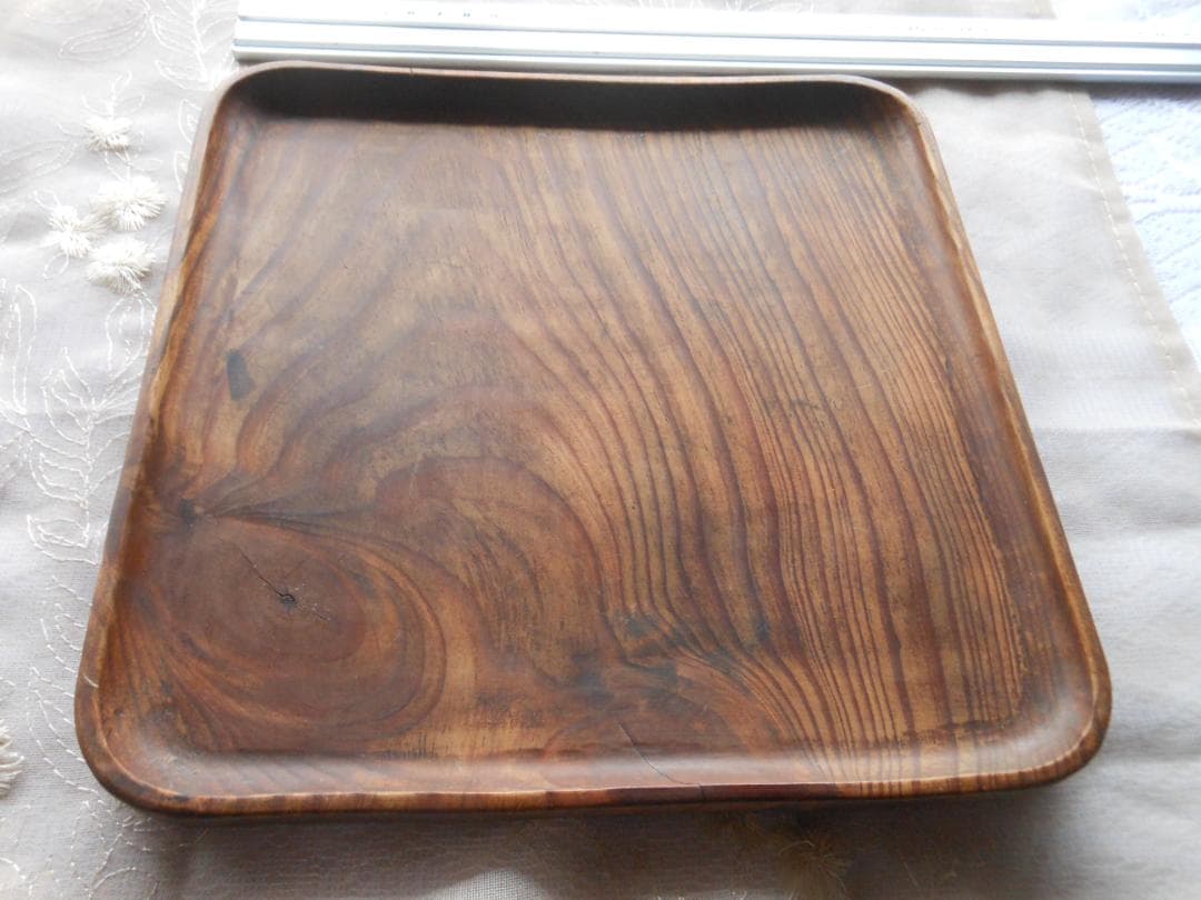 木製の角盆　くり抜き盆　木地盆　煎茶盆　酒器盆　骨董