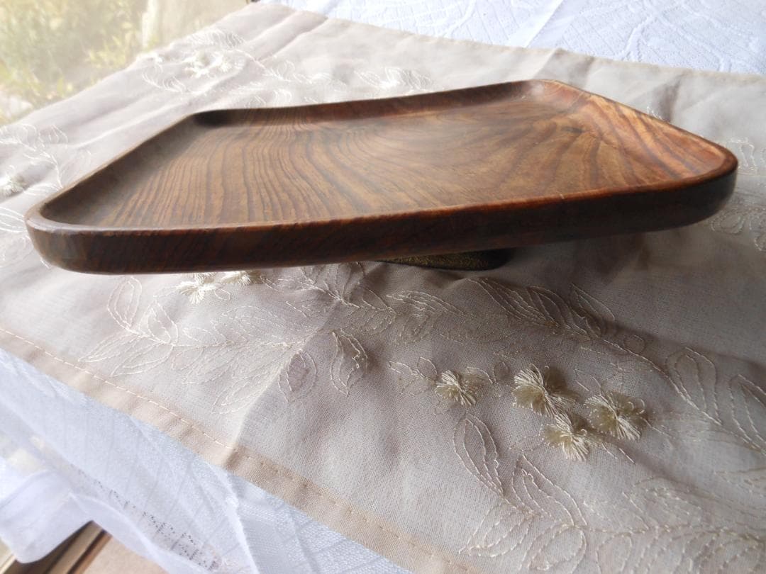 木製の角盆　くり抜き盆　木地盆　煎茶盆　酒器盆　骨董